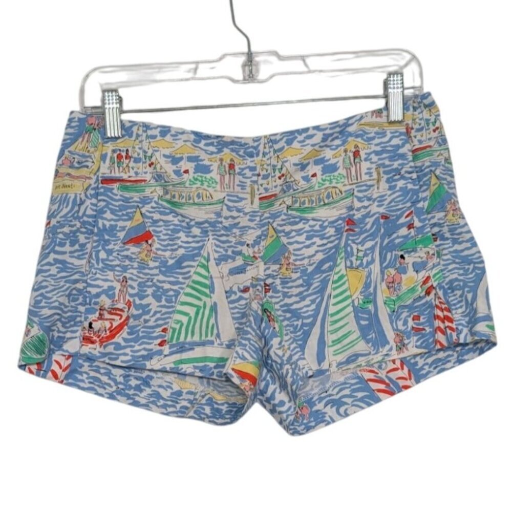 Lilly Pulitzer Sailboat Shorts Womens Size 2 Blue Get Nauti Beach Nautical 53418